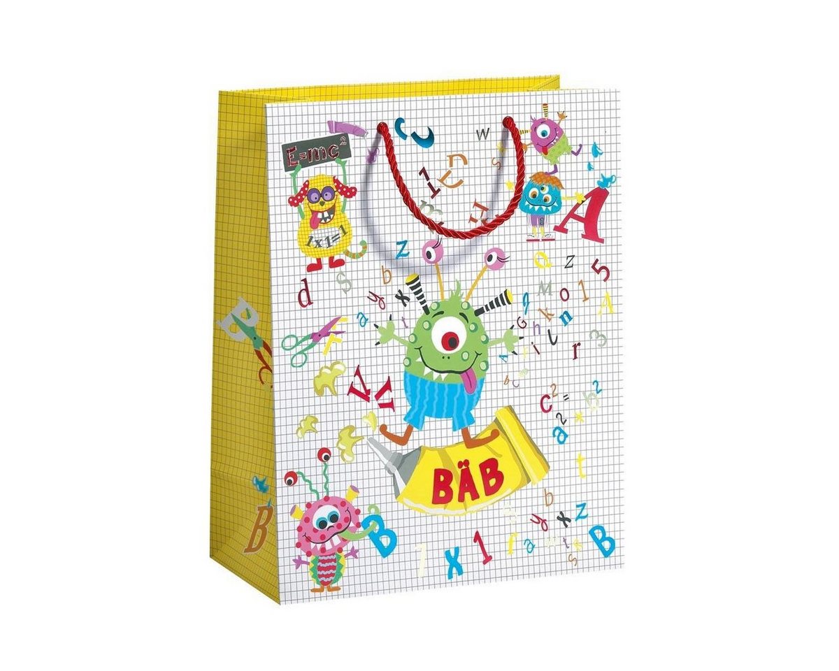 Roth Schultüte Roth Geschenktaschen ABC Monster groß 33,5x26x13,5cm, Verschluss