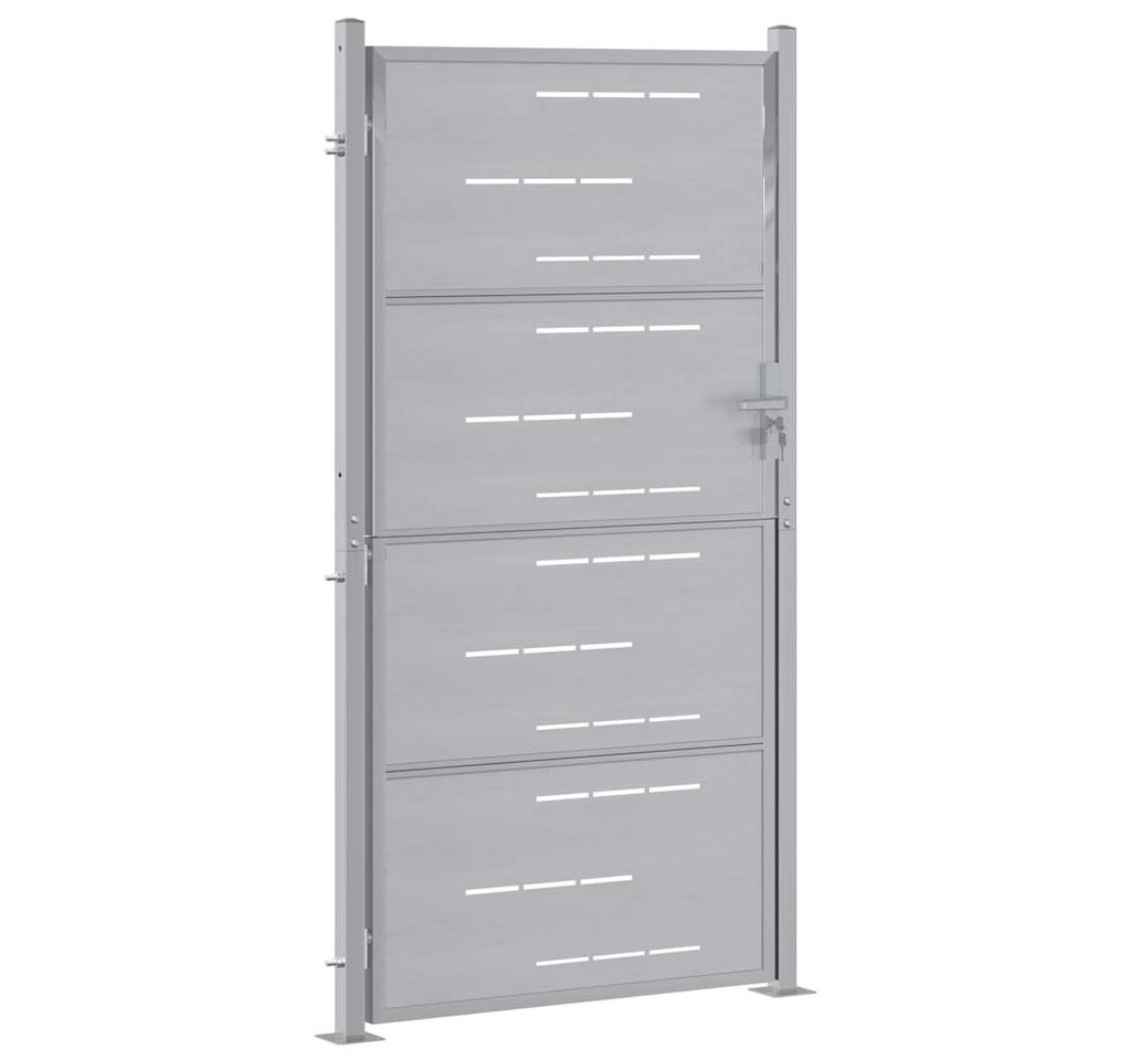 vidaXL Gartentor, Gartentor mit Schloss Silber 96 x 180 cm Edelstahl