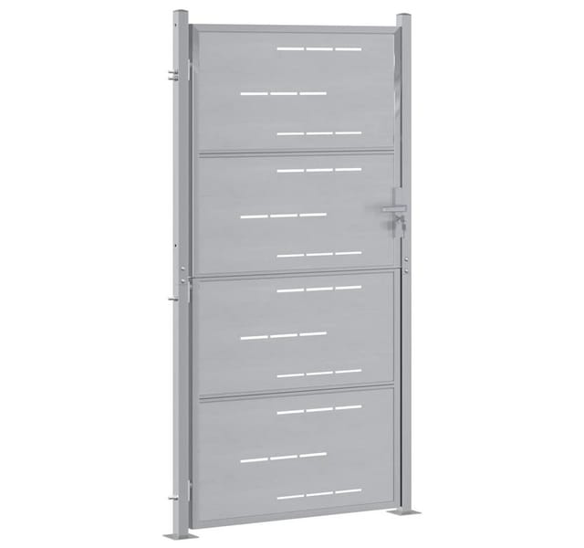 vidaXL Gartentor, Gartentor mit Schloss Silber 96 x 180 cm Edelstahl