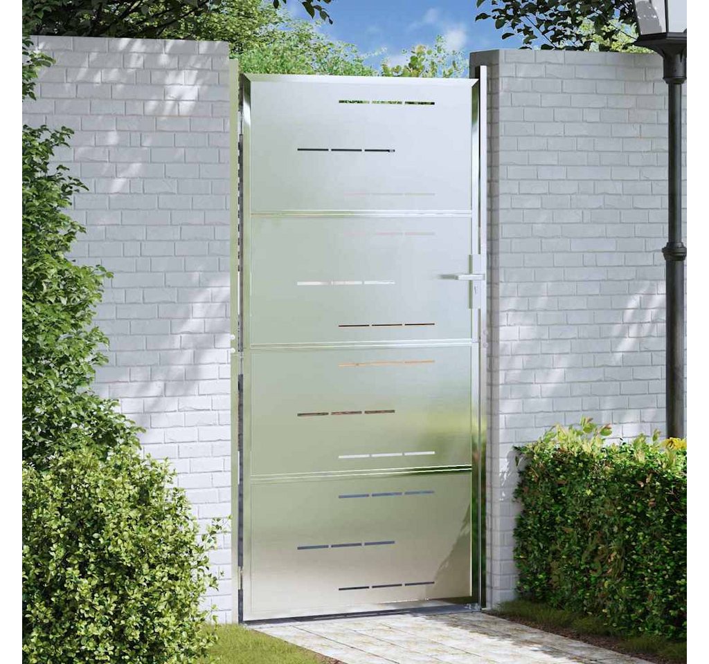 vidaXL Gartentor, Gartentor mit Schloss Silber 96 x 180 cm Edelstahl Bild 2