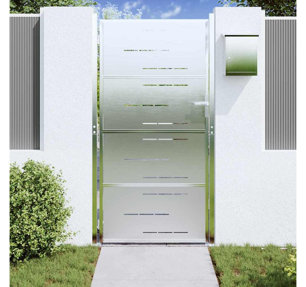 vidaXL Gartentor, Gartentor mit Schloss Silber 96 x 180 cm Edelstahl Bild 4