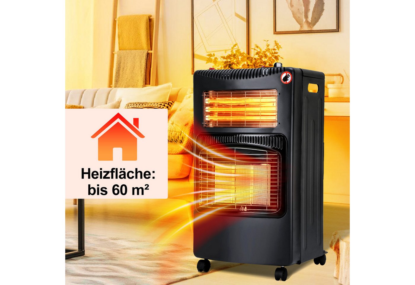 Clanmacy Heizgerät Heizstrahler Gasheizung für Innenräume, Schlauch und Druckminderer, 4200 W Bild 5