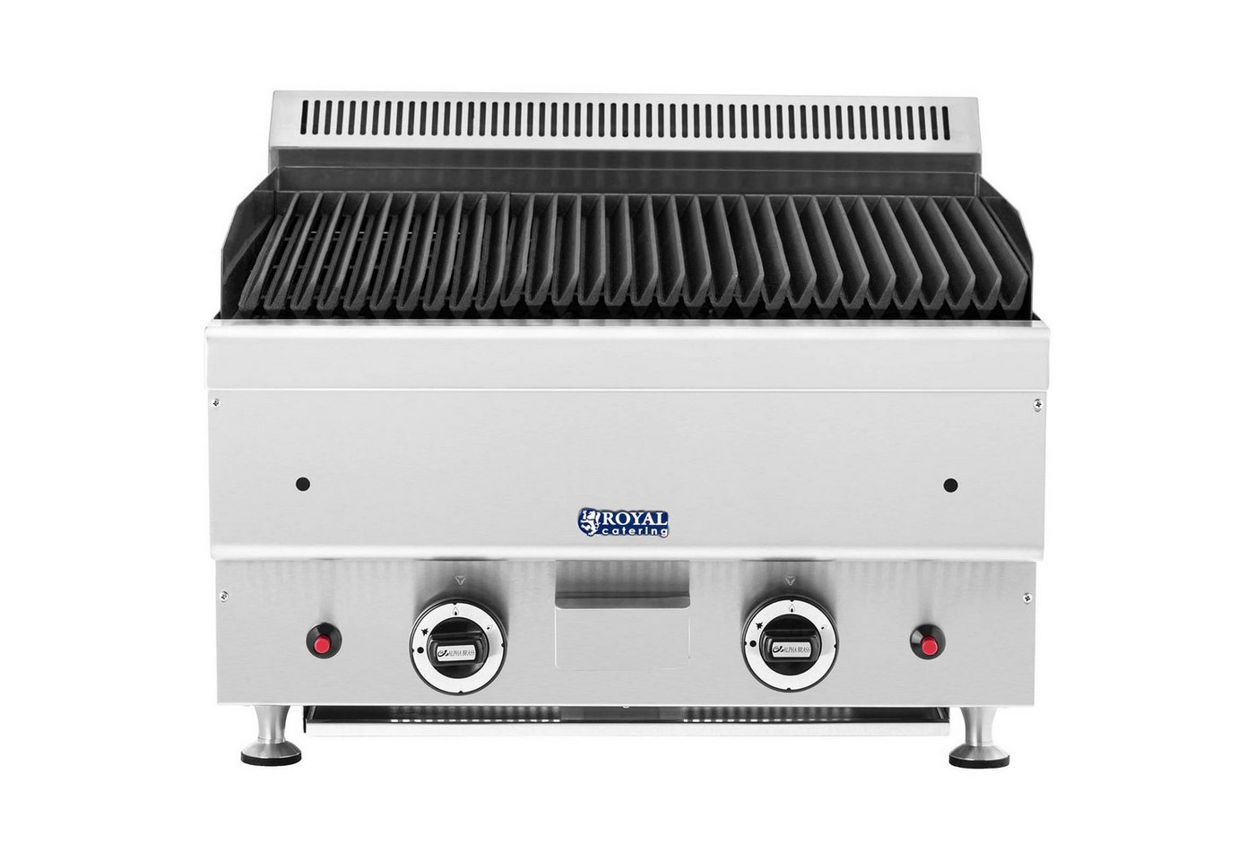 Royal Catering Gasgrill Lavastein-Grill Erdgas gerillte Grillplatte 50 x 47cm Tropfschale