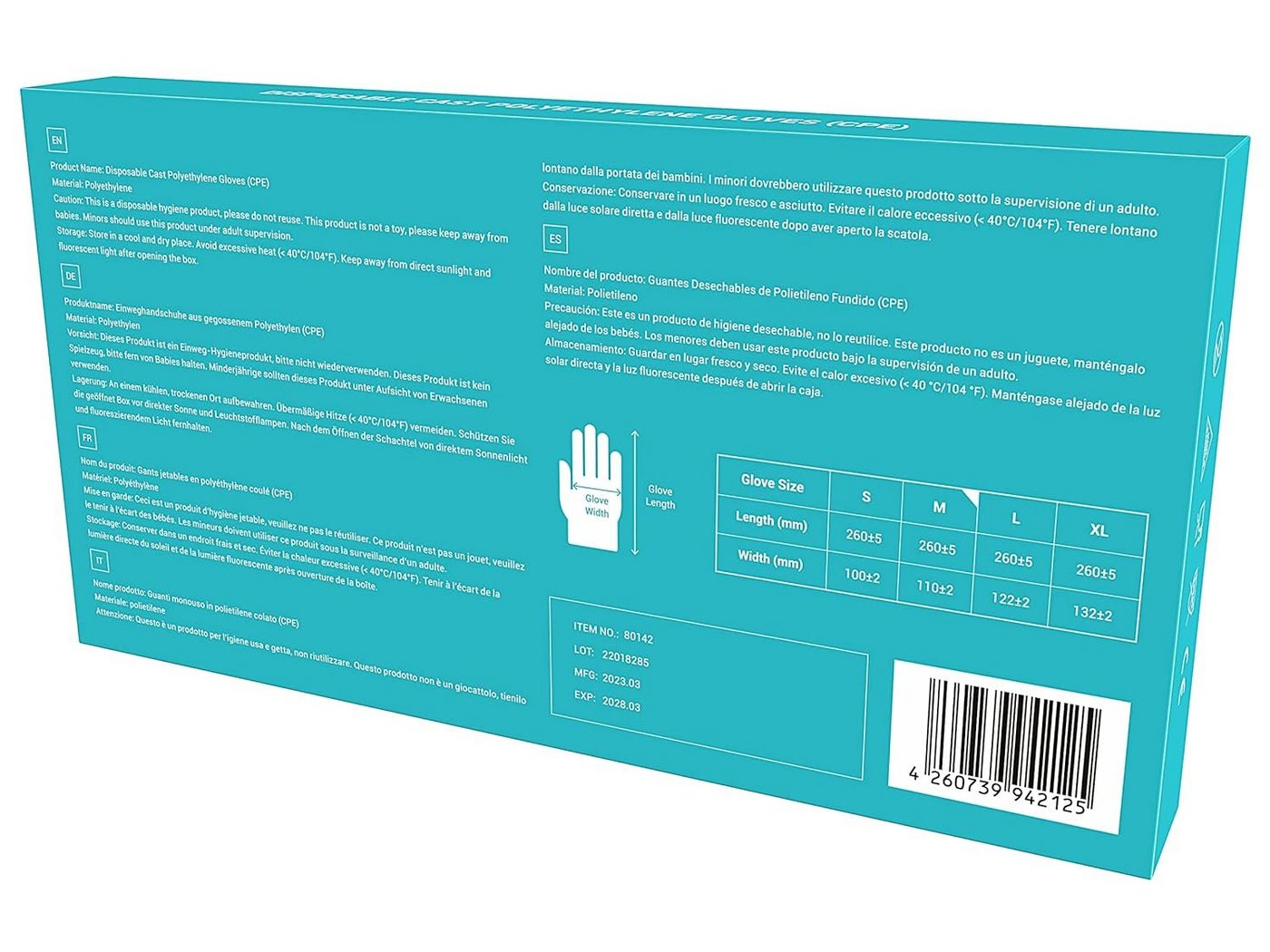 EUROPAPA Einweghandschuhe 100, 200, 300 Vorteilspack CPE transparenz Einweghandschuhe in Box (300-St., Einmalhandschuhe) latexfrei Gummihandschuhe puderfrei Handschuhe