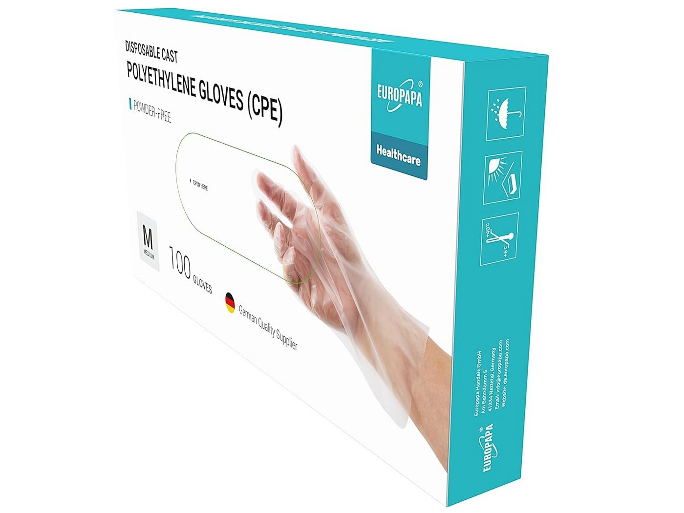 EUROPAPA Einweghandschuhe 100, 200, 300 Vorteilspack CPE transparenz Einweghandschuhe in Box (300-St., Einmalhandschuhe) latexfrei Gummihandschuhe puderfrei Handschuhe Bild 3
