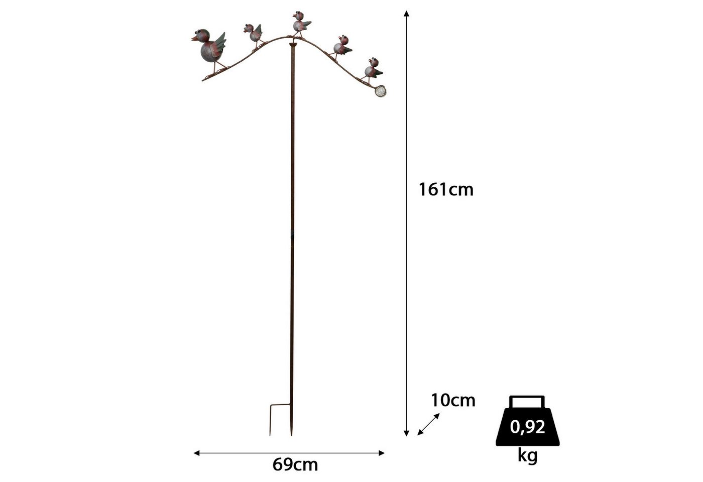 Moritz Gartenstecker Gartenstecker Vögel auf Ast mit Glaskugel 161 cm Bild 2