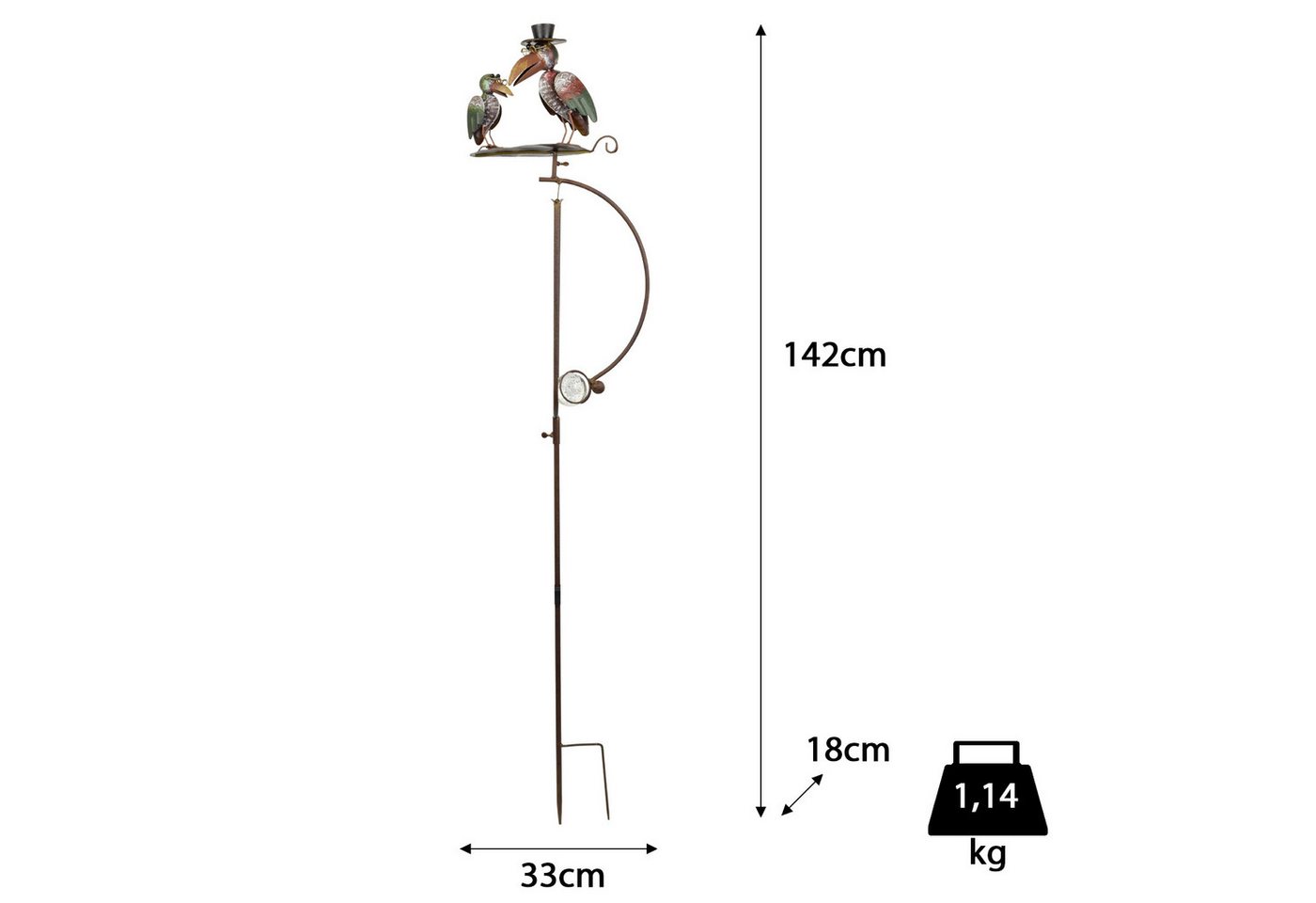 Moritz Gartenstecker Gartenstecker Vögel mit Pendel & Glaskugel 150 cm Bild 5