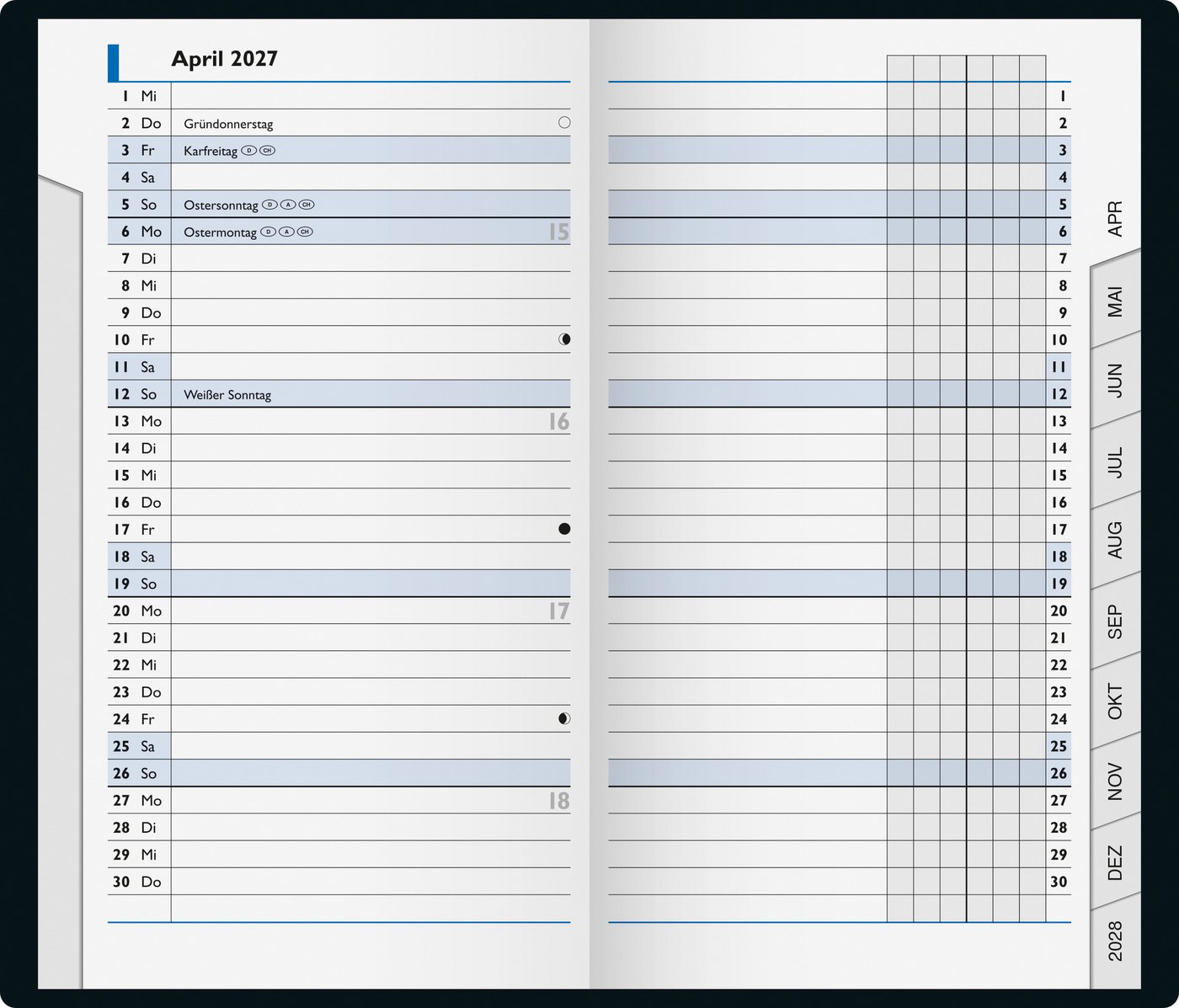 BRUNNEN Taschenkalender 2027 BRUNNEN Taschenkalender9x15cm bl 2S/1M Bild 3