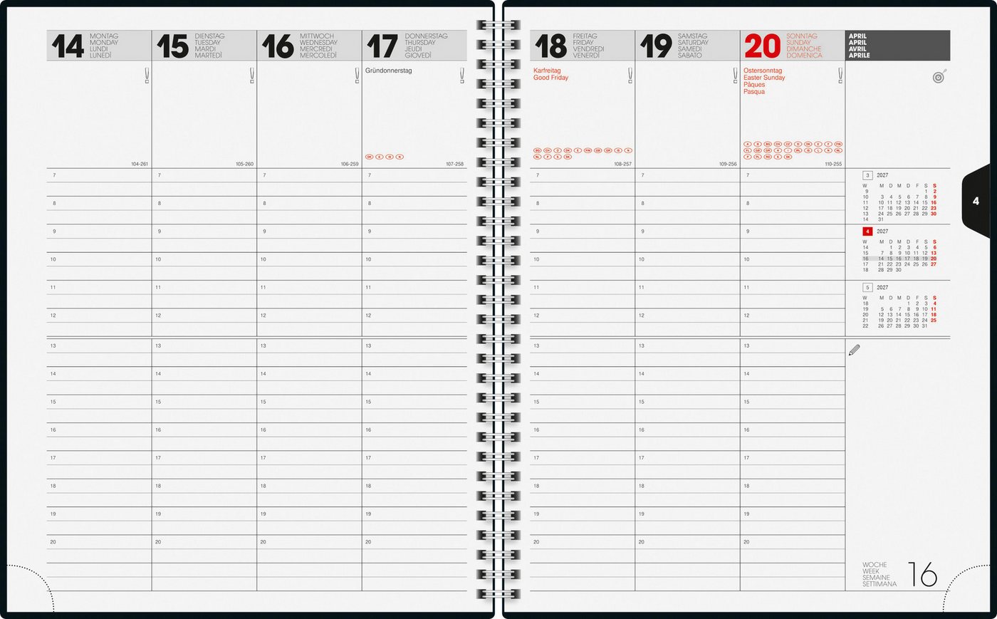 BRUNNEN Buchkalender 2027 BRUNNEN Buchkalender 21x26cm 2S/1W Folie