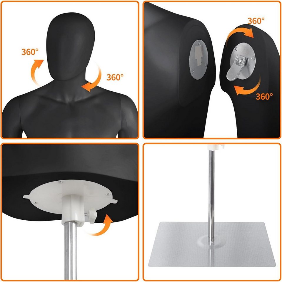 SHAREWIN Schneiderpuppe mit stabilem Metallfuß, Herren-Torso Schaufensterpuppe, höhenverstellbar 32–48 Zoll Bild 4