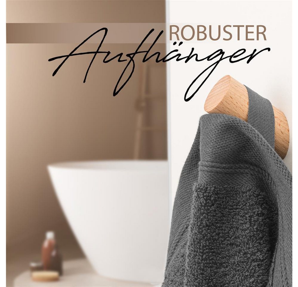 Hausfelder Saunatuch Saunatücher Set 2er 100x200cm XXL Baumwolle Premium 500g/m² Grau, Baumwollfrottee (2-St), Mit Aufhängeschlaufen, saugstark Bild 5