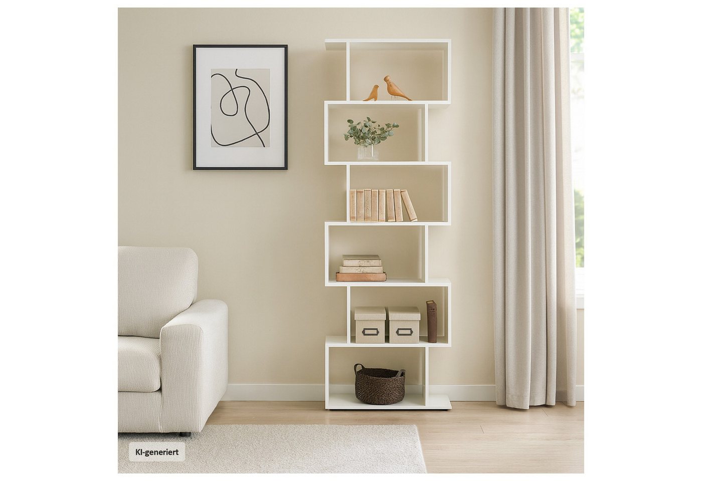HTI-Living Bücherregal Regal 70x189 Thekla Weiß, Stück 1-tlg., Standregal mit 6 Fächern Raumteiler