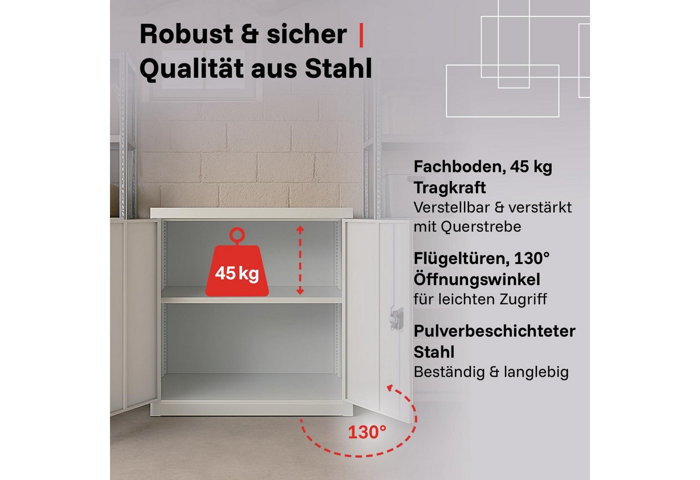 LagerZwei Aktenschrank Stahlschrank 90 x 90 x 40 cm abschließbar Bild 2
