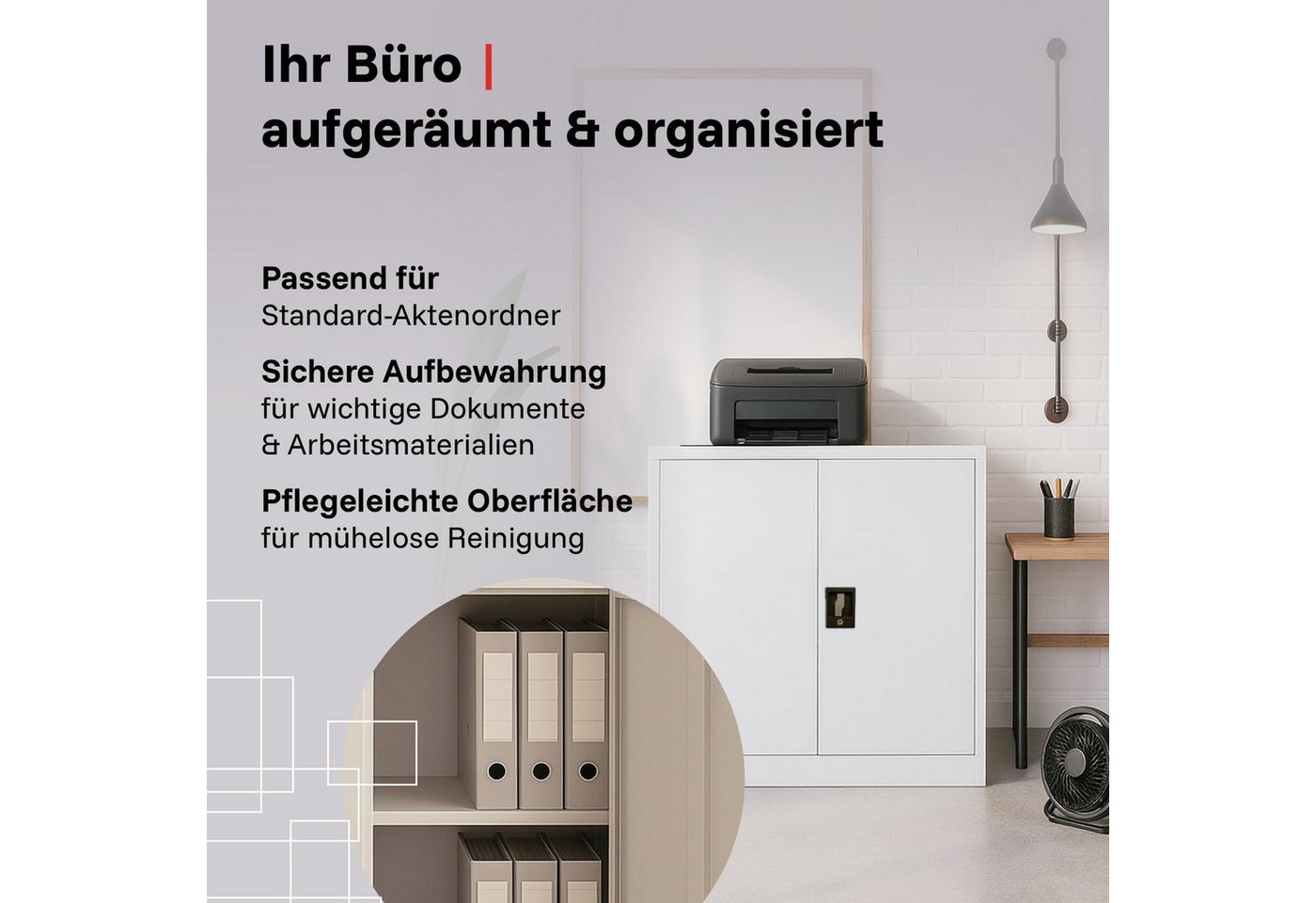 LagerZwei Aktenschrank Stahlschrank 90 x 90 x 40 cm abschließbar Bild 3