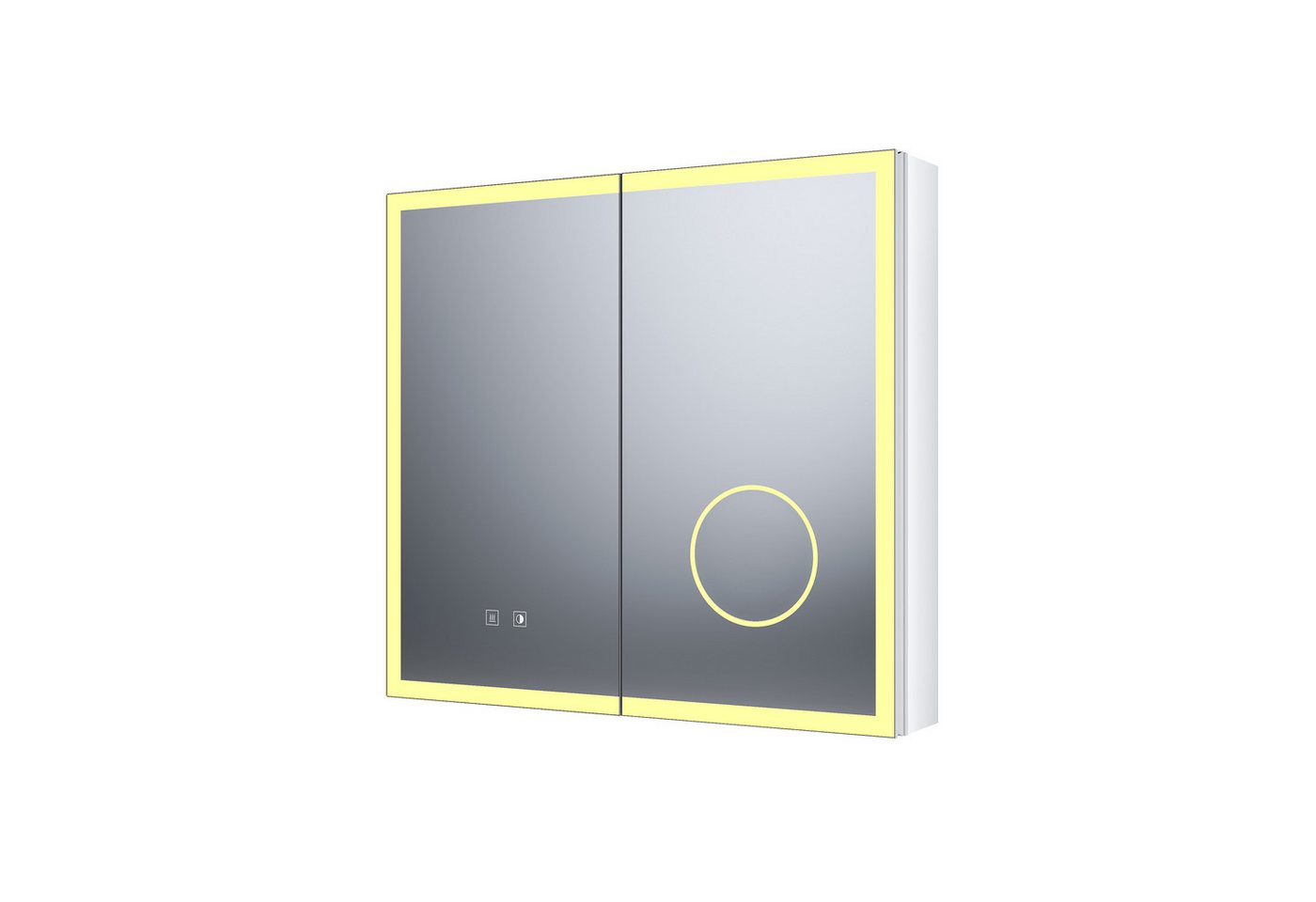 SONNI Spiegelschrank Spiegelschrank Badezimmerschrank 65×60cm hochwertigem Alu mit Antibeschlag, 3-farbiger Beleuchtung und verstellbaren Regalböden Bild 4