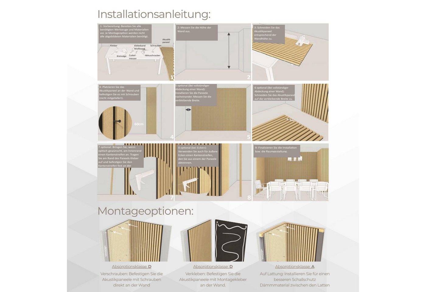 tktrading24 Wandpaneel Akustikpaneel mit Holzfurnier in heller Eiche - 2700x600 mm, BxL: 12x15 cm, (1-tlg) Bild 4
