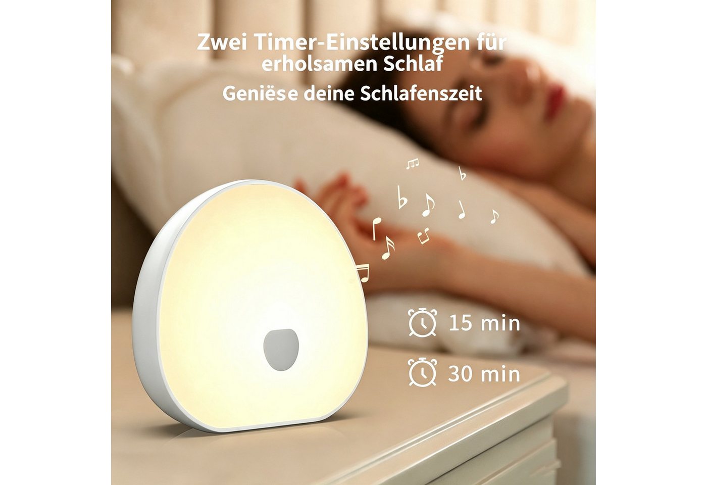 OYLCDI Nachttischlampe LED Nachttischlampe LED Nachtlicht, Dimmbar Atmosphäre Tischlampe, LED fest integriert, mit RGB Farben, Touch Lampe mit Weißem Rauschen, dimmbar, Timer und USB-C Akku für Baby, Erwachsene Bild 2