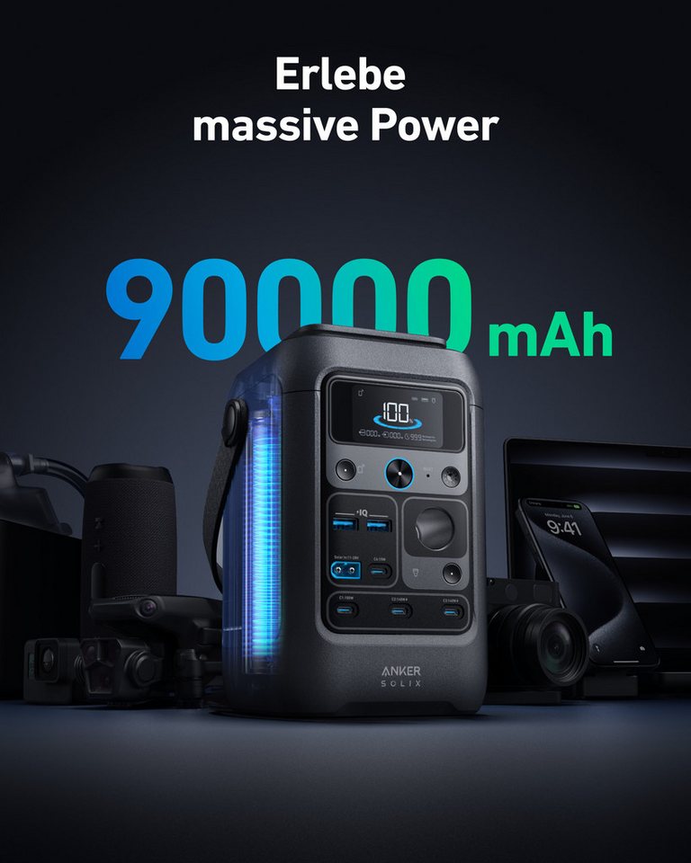 Anker Stromerzeuger Anker SOLIX C300X DC Powerstation 288Wh LiFePO4 300W für Camping, (1-tlg), Outdoor, Camping, Reisen und Notfälle Bild 4