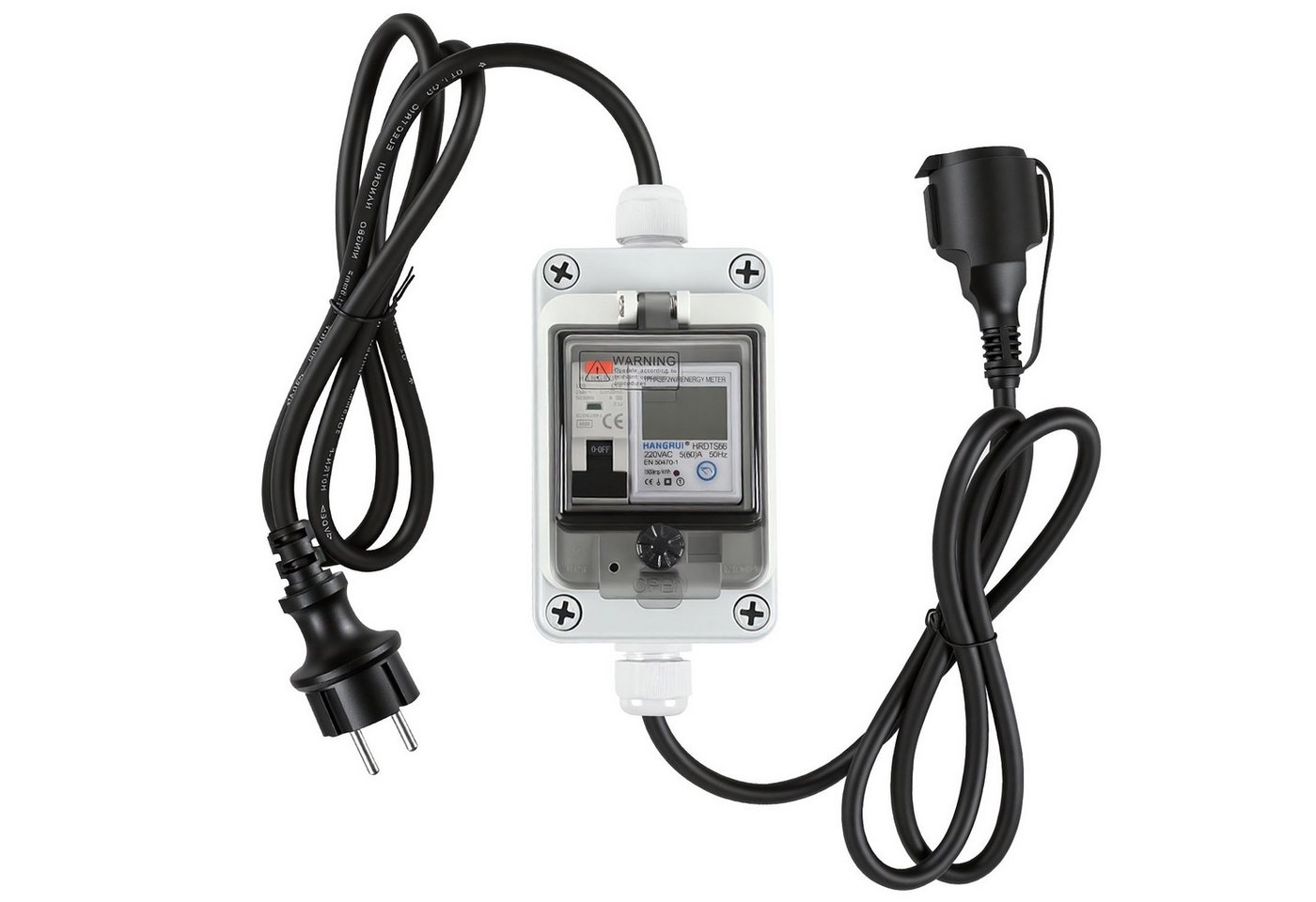 Clanmacy Drehstromzähler Digitaler Stromzähler 16A 400V CEE mit FI IP67