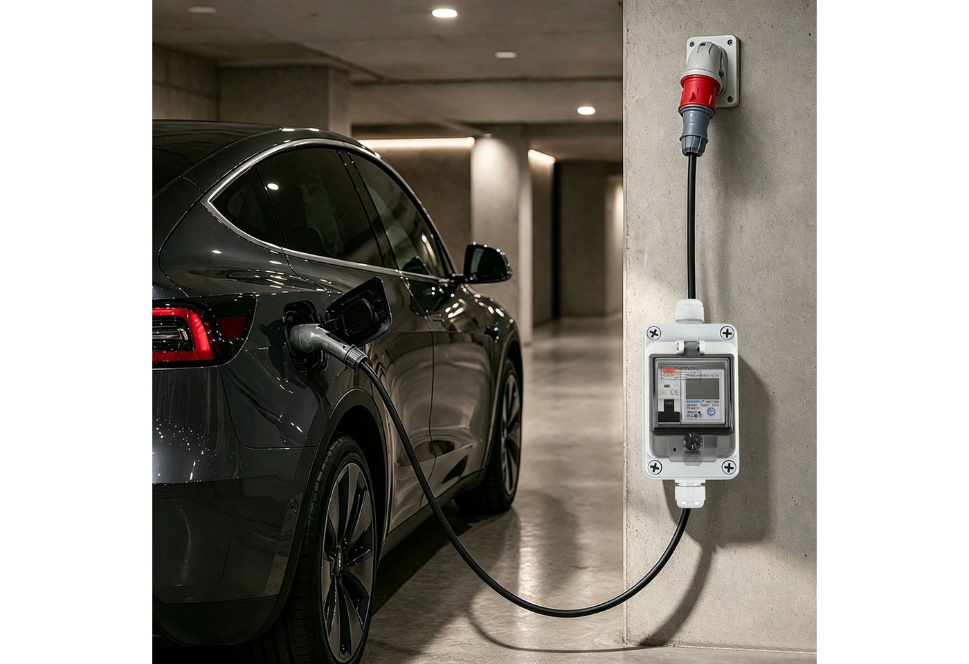 Clanmacy Drehstromzähler Digitaler Stromzähler 16A 400V CEE mit FI IP67 Bild 4