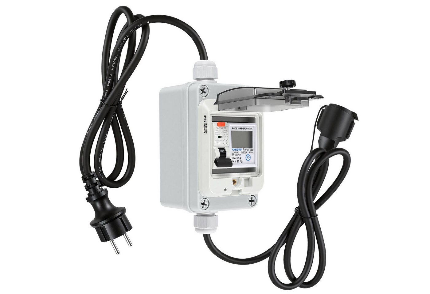 Clanmacy Drehstromzähler Digitaler Stromzähler 16A 400V CEE mit FI IP67 Bild 5