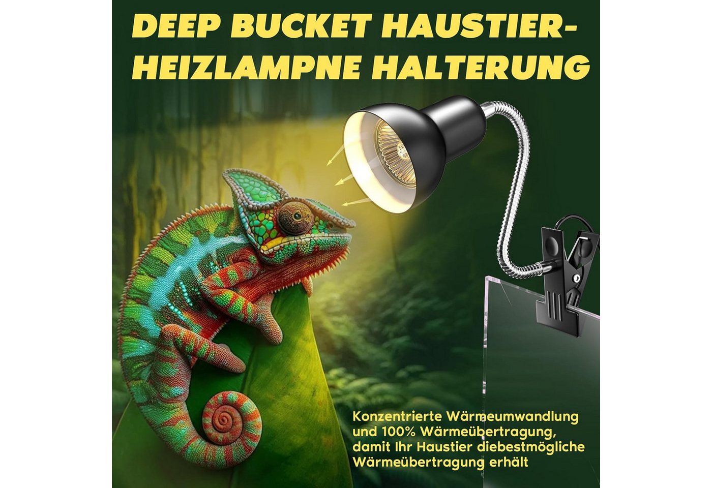 FELIXLEO Infrarotlampe Wärmelampe für Schildkröten, E27 Terrarien Wärmelampe mit Timer, 1-tlg. Bild 2
