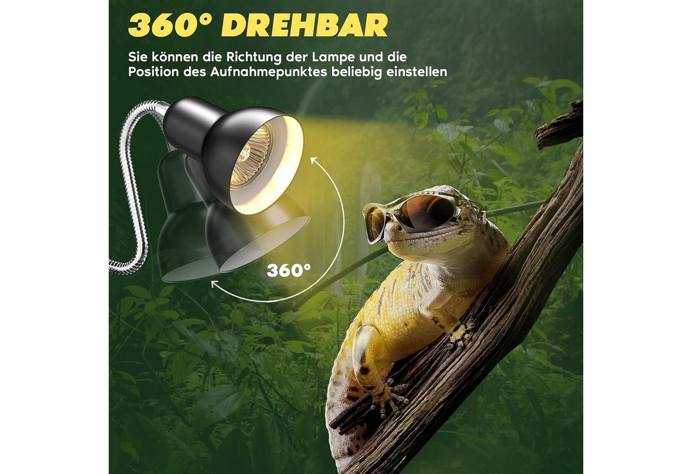 FELIXLEO Infrarotlampe Wärmelampe für Schildkröten, E27 Terrarien Wärmelampe mit Timer, 1-tlg. Bild 4