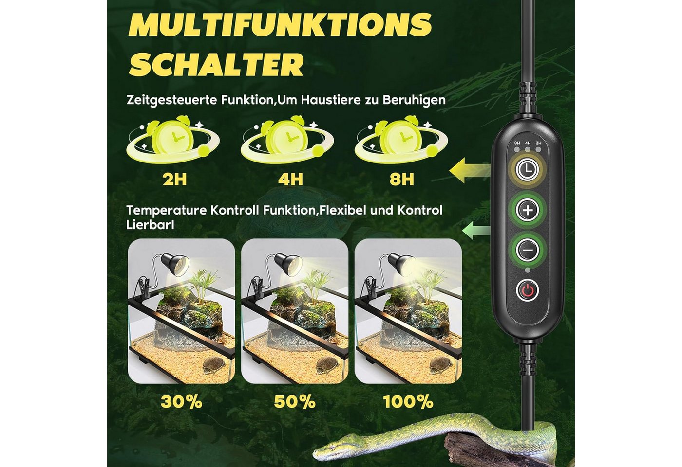 FELIXLEO Infrarotlampe Wärmelampe für Schildkröten, E27 Terrarien Wärmelampe mit Timer, 1-tlg. Bild 5