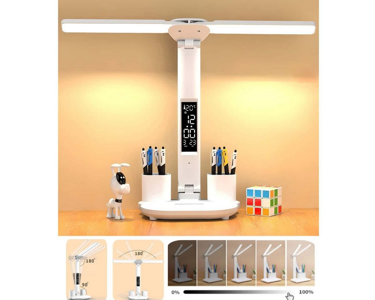 Toomoke LED Schreibtischlampe LED Schreibtischlampe Tischlampe Dimmbar Touch Leselampe 3-Farbige, LED fest integriert, weißes Licht,neutralweißes Licht,warmes Licht, Touch-Steuerung, tragbar, faltbar,Augenschutz, Nachttischlampe Bild 3