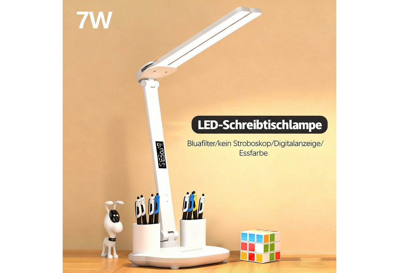 Toomoke LED Schreibtischlampe LED Schreibtischlampe Tischlampe Dimmbar Touch Leselampe 3-Farbige, LED fest integriert, weißes Licht,neutralweißes Licht,warmes Licht, Touch-Steuerung, tragbar, faltbar,Augenschutz, Nachttischlampe Bild 5