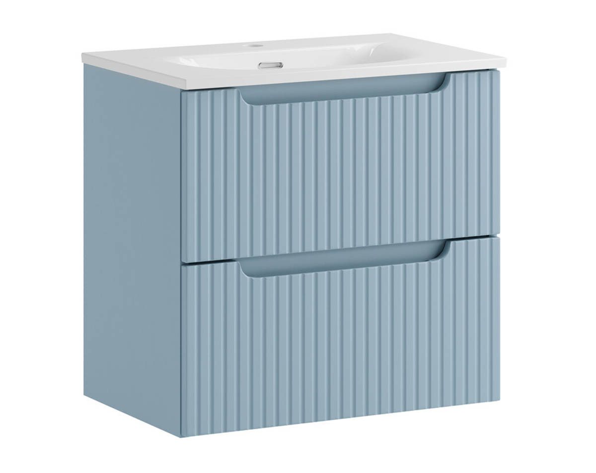 einfachgutemoebel Waschtisch-Set ILUNA Blue Waschtisch 60cm babyblau mit Keramik Einbaubecken, (Badmöbel Set, 1-St., Waschtisch Unterschrank) Bild 4