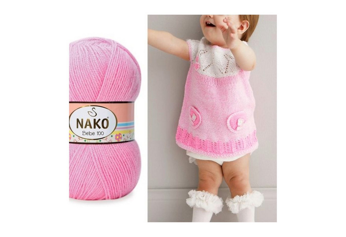 NAKO 5 x NAKO Bebe 100 Häkelwolle, 360 m, Babystrickgarn, Häkelgarn,Baby Bild 2