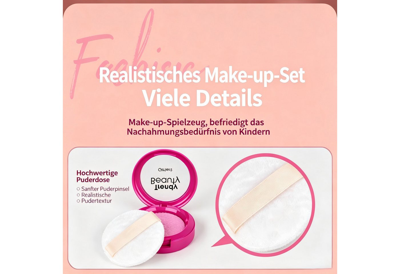 ibettertec Kreativset Make-up-Spielzeug,Lernspielzeug spielzeuge für MädchenKreativset, (22-St), Realistisches Make-up-Spielset, 22-tlg., Kinder Rollenspiel Set), waschbares Zubehör Makeup Spielzeug Kreativset Bild 2