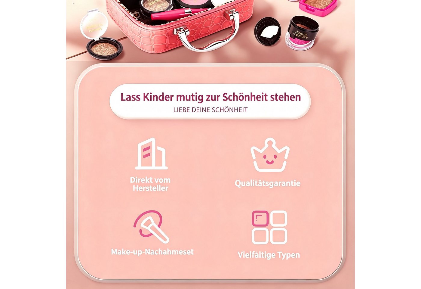ibettertec Kreativset Make-up-Spielzeug,Lernspielzeug spielzeuge für MädchenKreativset, (22-St), Realistisches Make-up-Spielset, 22-tlg., Kinder Rollenspiel Set), waschbares Zubehör Makeup Spielzeug Kreativset Bild 4