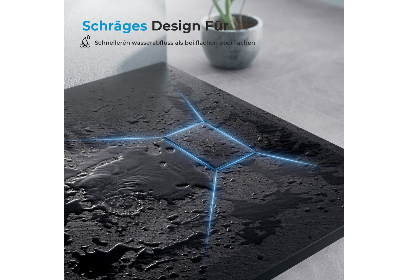 MEYKOERS Duschwanne Duschwanne 90 × 90 cm SMC Schwarz, 2,6 cm, Steinoptik, Zuschneidbar, Quadratisch, Steinoptik, Zuschneidbar Eckduschwanne Bild 2