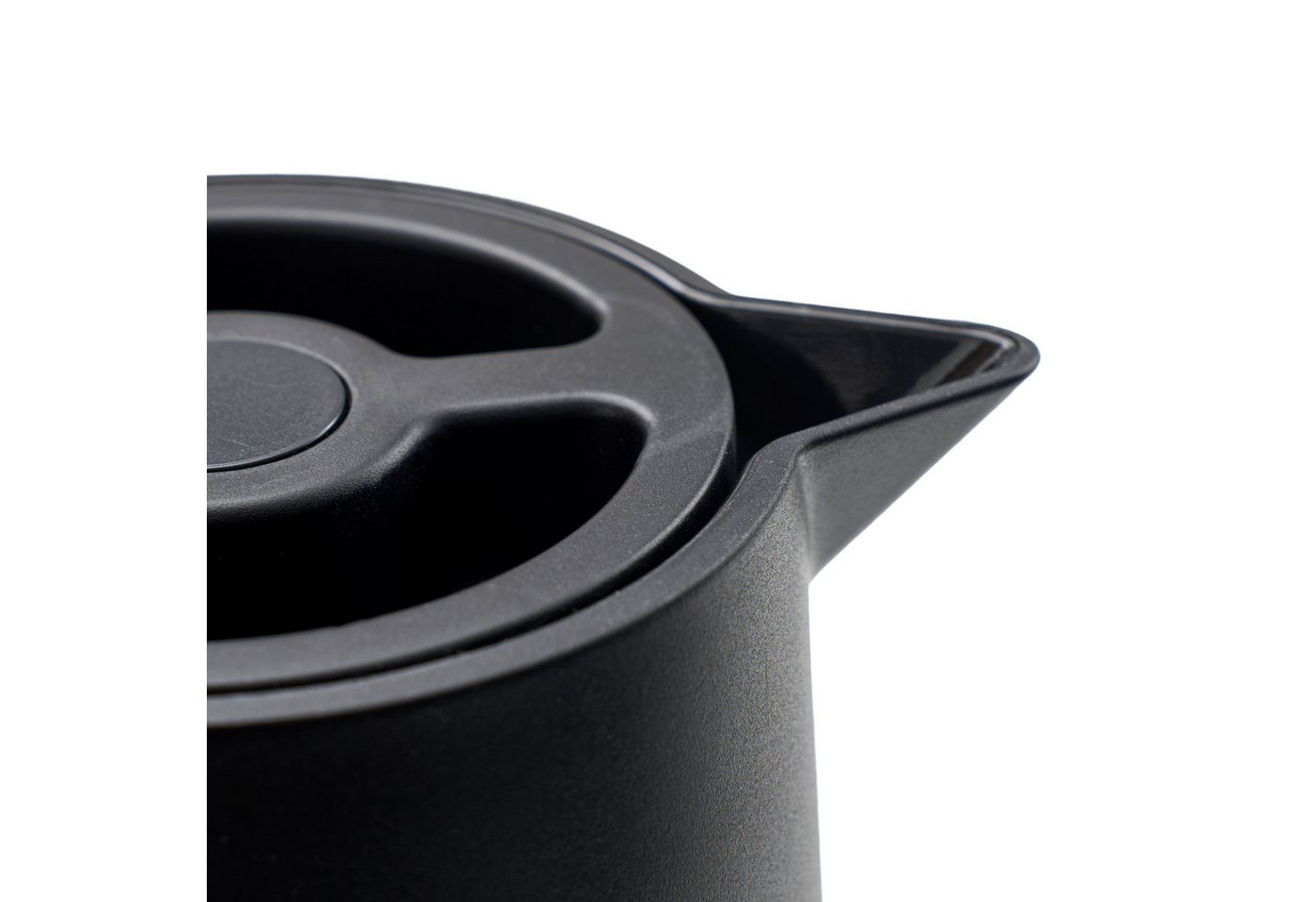 KVOTA Isolierkanne 1L Thermoskanne Glaskolbe Schwarz Holzgriff 1-Click Öffnung, 1 l