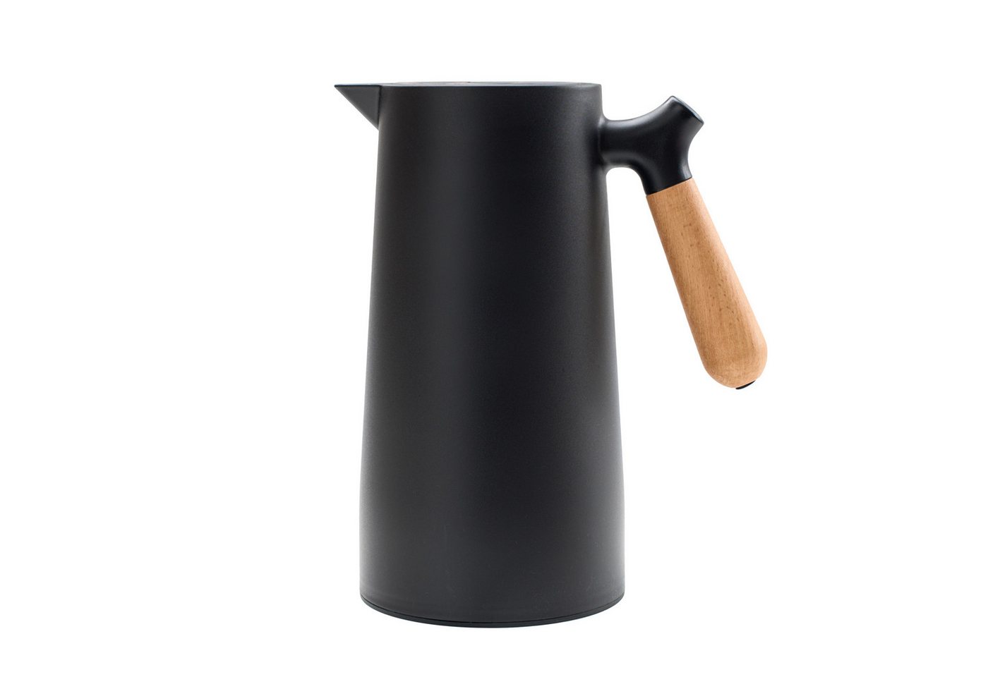 KVOTA Isolierkanne 1L Thermoskanne Glaskolbe Schwarz Holzgriff 1-Click Öffnung, 1 l Bild 3