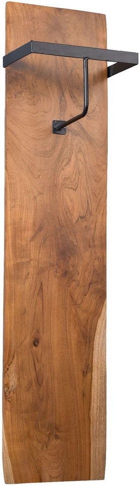 M2 Kollektion Garderobenpaneel Alaska 1, Baumkante Teakholz Massiv Stange 25x110x20cm Bild 2