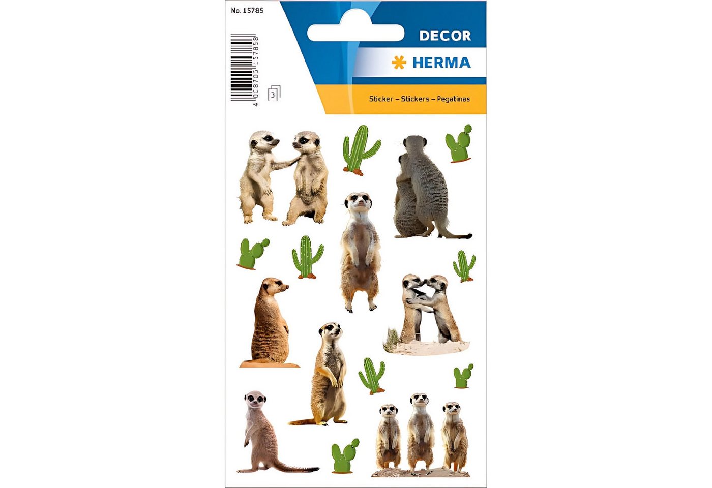 HERMA Sticker Herma Sticker DECOR Tiere Erdmännchen 3 Bl