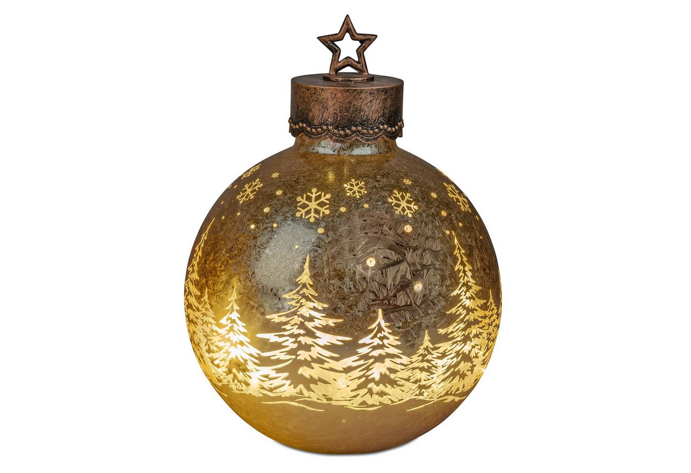 formano LED Dekolicht XXL Glas-Kugel Frosty Gold 35 cm Ice-Optik Timer 6h/18h Weihnachten, LED fest integriert Bild 2