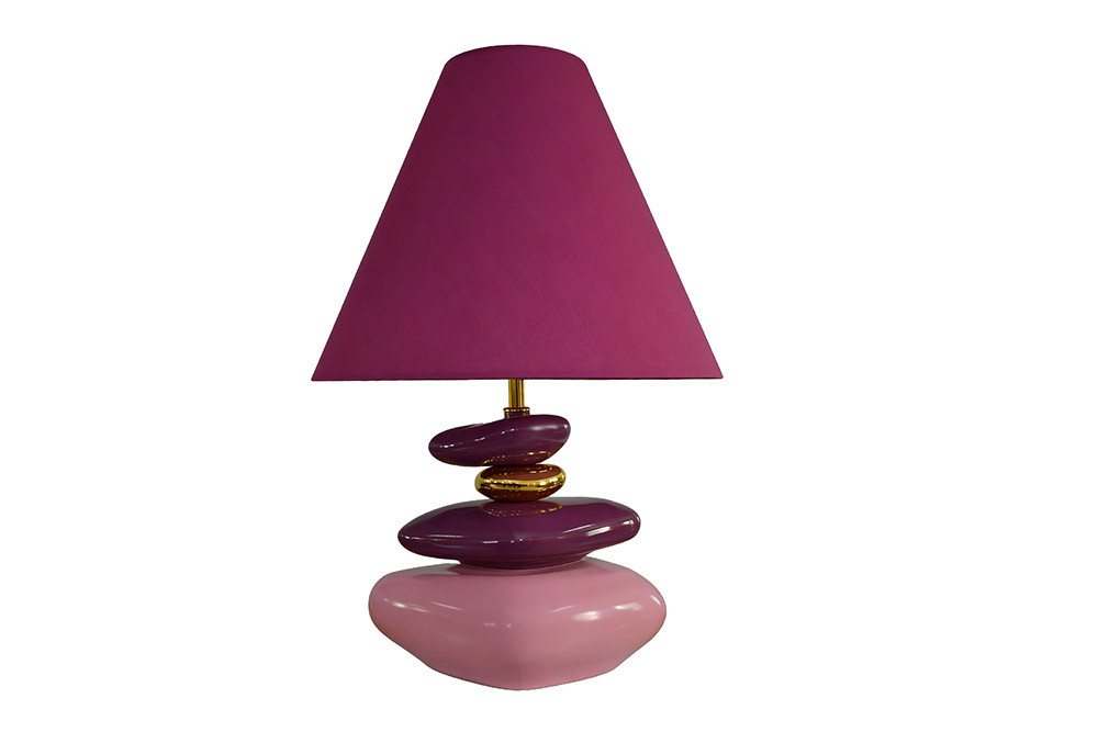 riess-ambiente Tischleuchte STONES OF ECSTASY 60cm pink/rosa - Kunststein, Stoffschirm, rund, Ein-/Ausschalter, ohne Leuchtmittel, mit dekorativem Steinsockel & goldenen Details – ideal für Wohnräume Bild 3