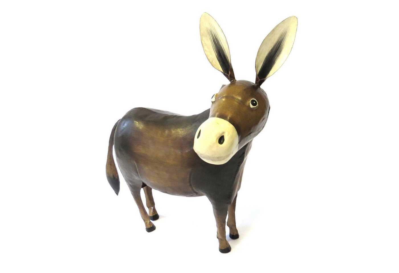 Exner GmbH Garten- & Wohnaccessoires Gartenfigur Deko Figur Esel Lustig Handarbeit Metall Braun 55 cm, Handarbeit