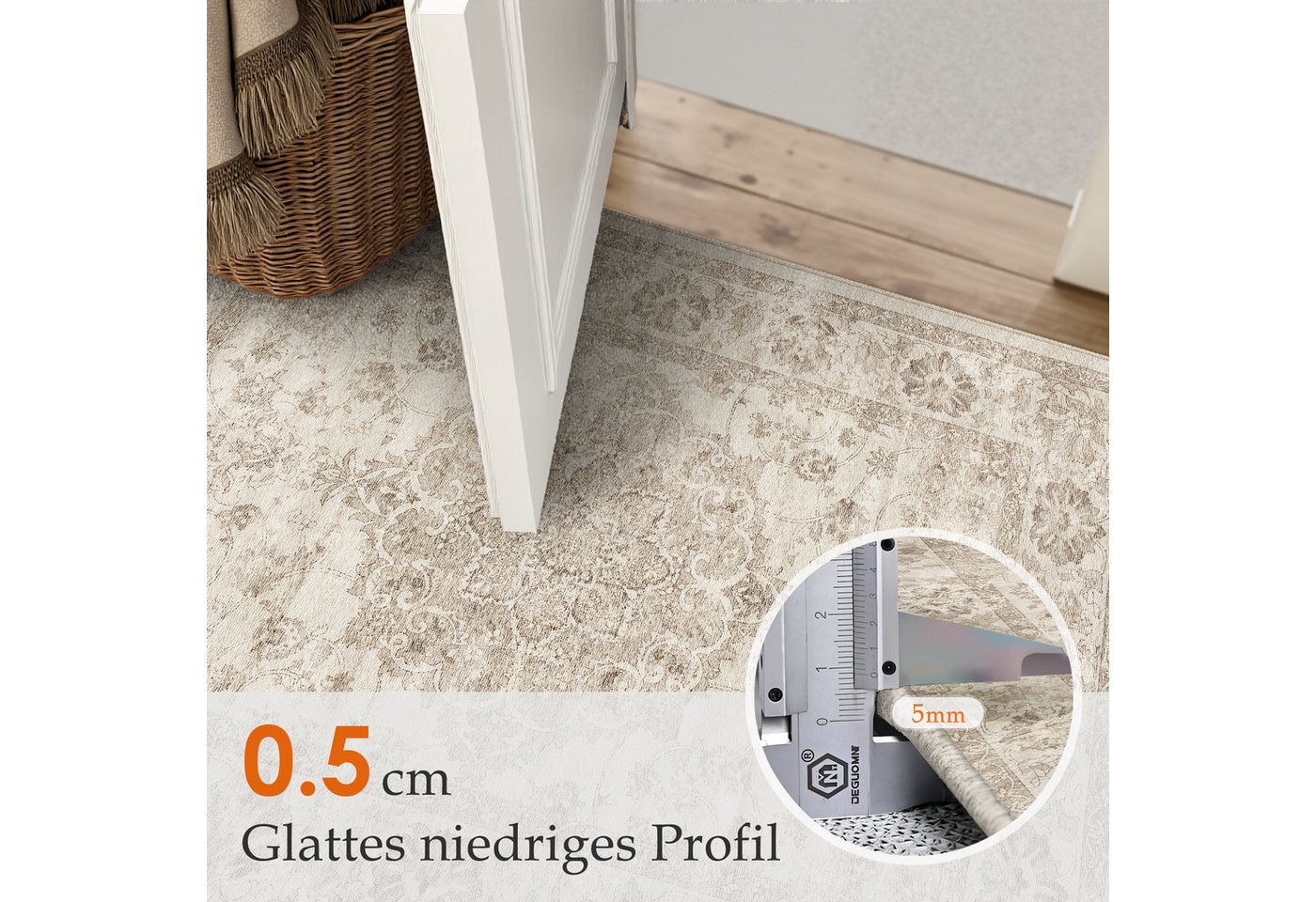 PURECOZY Teppich Kurzflor & Weich, Waschbar & Pflegeleicht, Retro-Design, Rechteckig, Höhe: 5 mm, geeignet für verschiedene Innenräume Bild 3