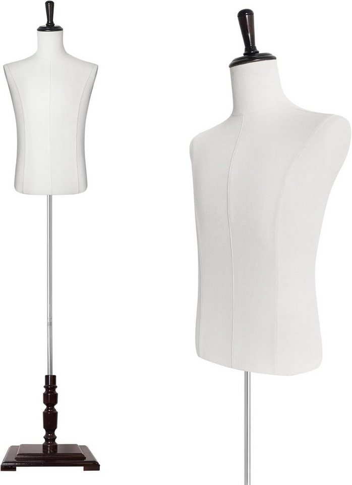 SHAREWIN Schneiderpuppe Herren-Torso mit höhenverstellbarem Holzständer, 61–78 Zoll, Nadelgeeigneter Leinenbezug, Standardmaße für Herrenbekleidung Bild 3