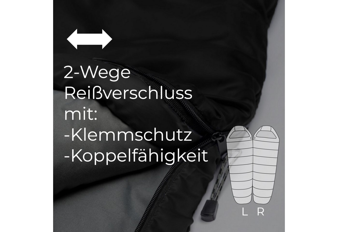 EXPLORER Mumienschlafsack TRAMP Camping Schlafsack 230x80x55cm Outdoor (9°C bis -9°C warm Frühling/Sommer/Herbst Reise Festival), kombinierbar leicht 1300g Bild 2
