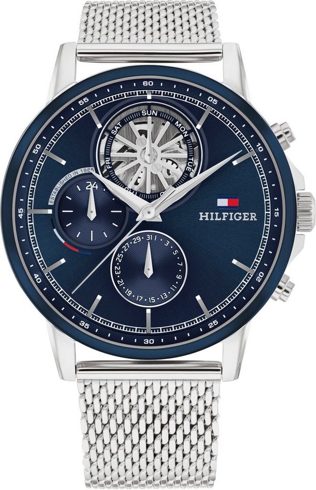 Tommy Hilfiger Multifunktionsuhr STEWART 1710609, Quarzuhr, Armbanduhr, Herrenuhr, Edelstahlarmband, analog
