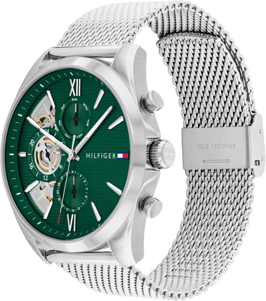 Tommy Hilfiger Multifunktionsuhr BAKER 1710647, Quarzuhr, Armbanduhr, Herrenuhr, Edelstahlarmband, analog, Tag