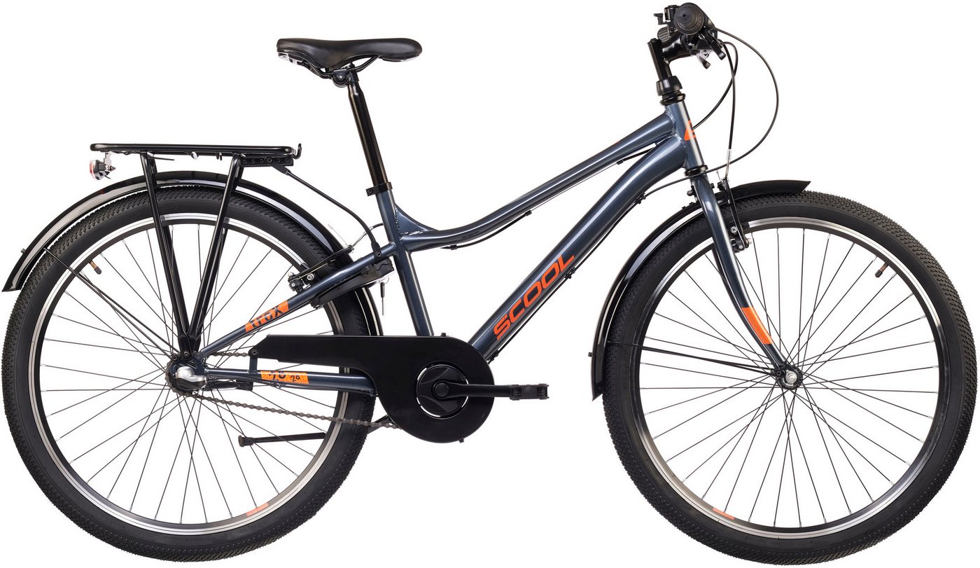S’COOL Jugendfahrrad S'COOL troX, 3 Gang Shimano, Nabenschaltung, 26 Zoll, Jugendliche, mit Gepäckträger und Schutzblech Bild 2
