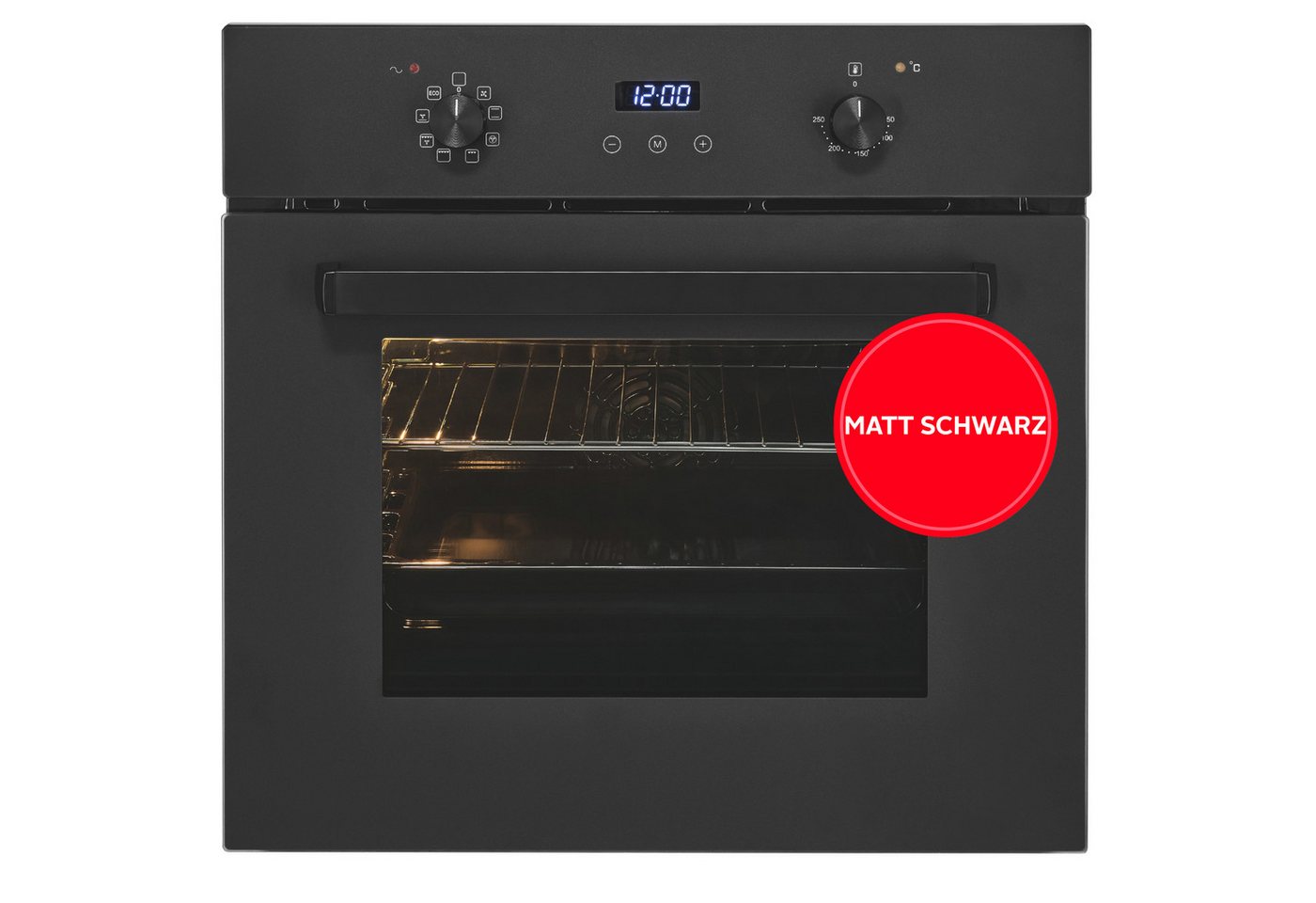 exquisit Backofen EBE367-H-120 mattschwarz, Heißluft & dreifach verglaste Tür – Wärme bleibt sicher im Ofen! Bild 5