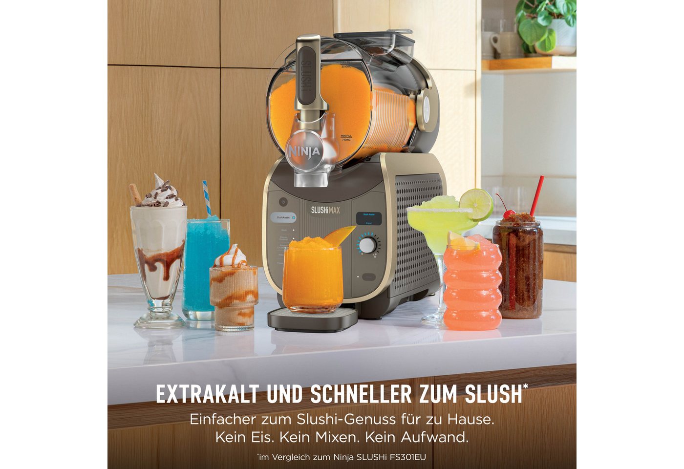 NINJA Slush-Eismaschine SLUSHi MAX – Mokka FS605EUBR, 3,31 l, 280 W, für gefrorene Getränke, SlushAssist-Technologie Bild 2